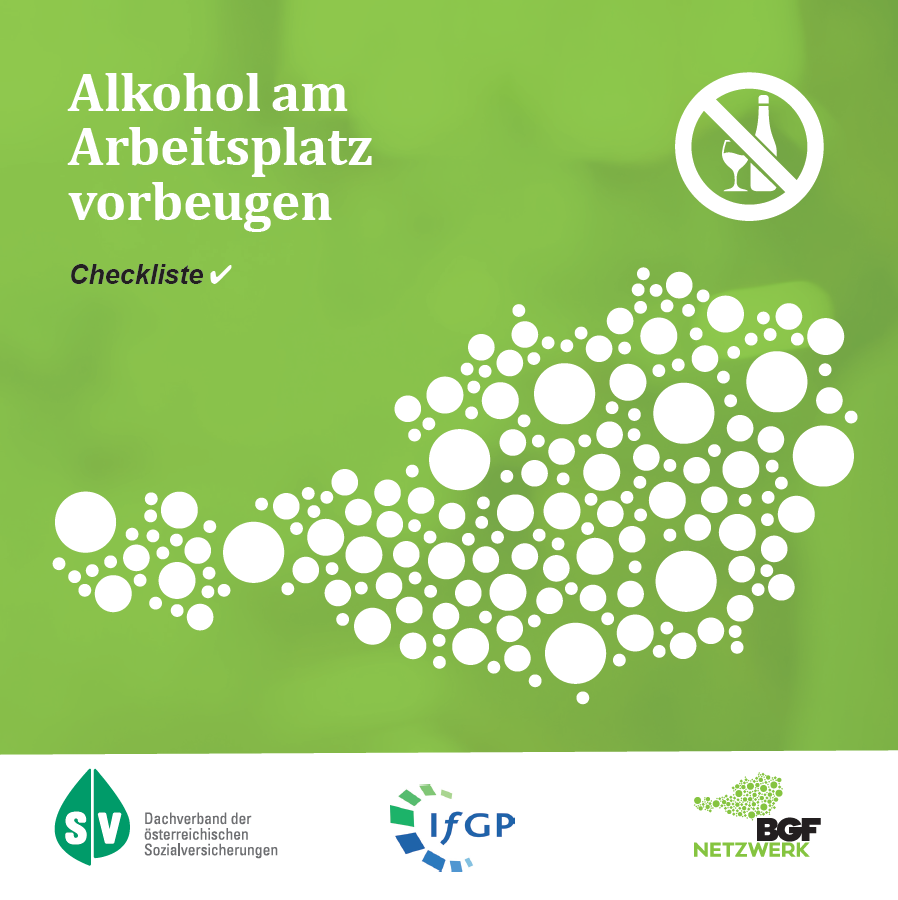 Deckblatt Alkohol am Arbeitsplatz vorbeugen Checkliste